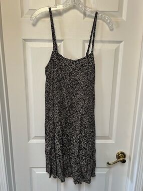 Old Navy Black and White Spotted Mini Slip Dress
